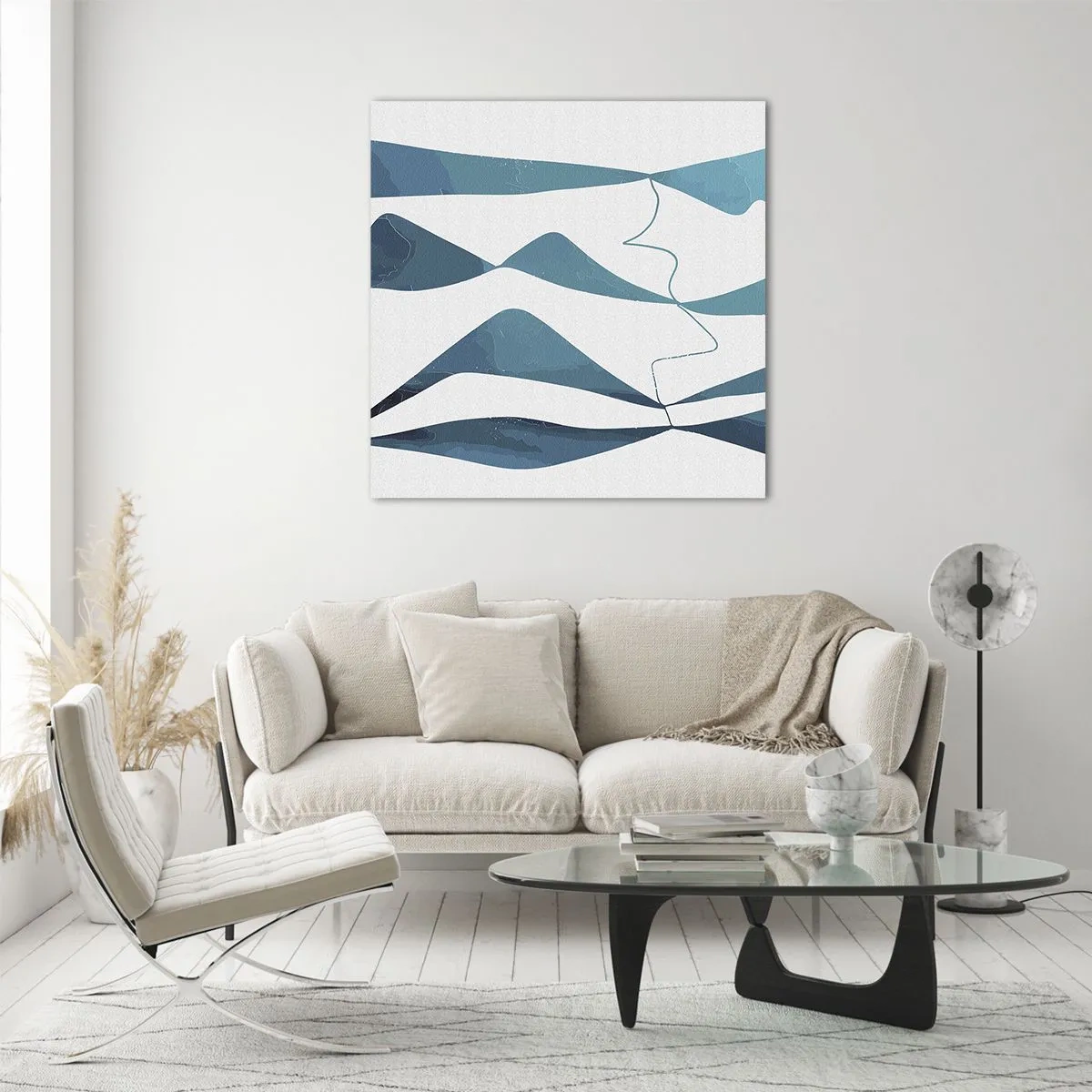 Glasbild - Bild auf glas - Abstraktion: türkisfarbene Verbindung - 60x60 cm