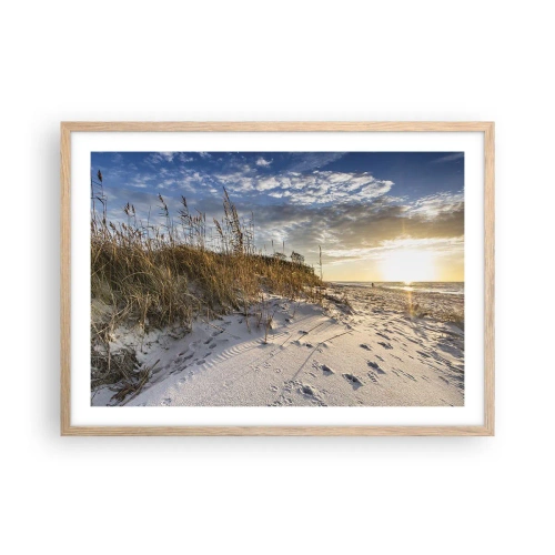 Poster in einem Rahmen aus heller Eiche - Einladung zu einem Spaziergang - 70x50 cm