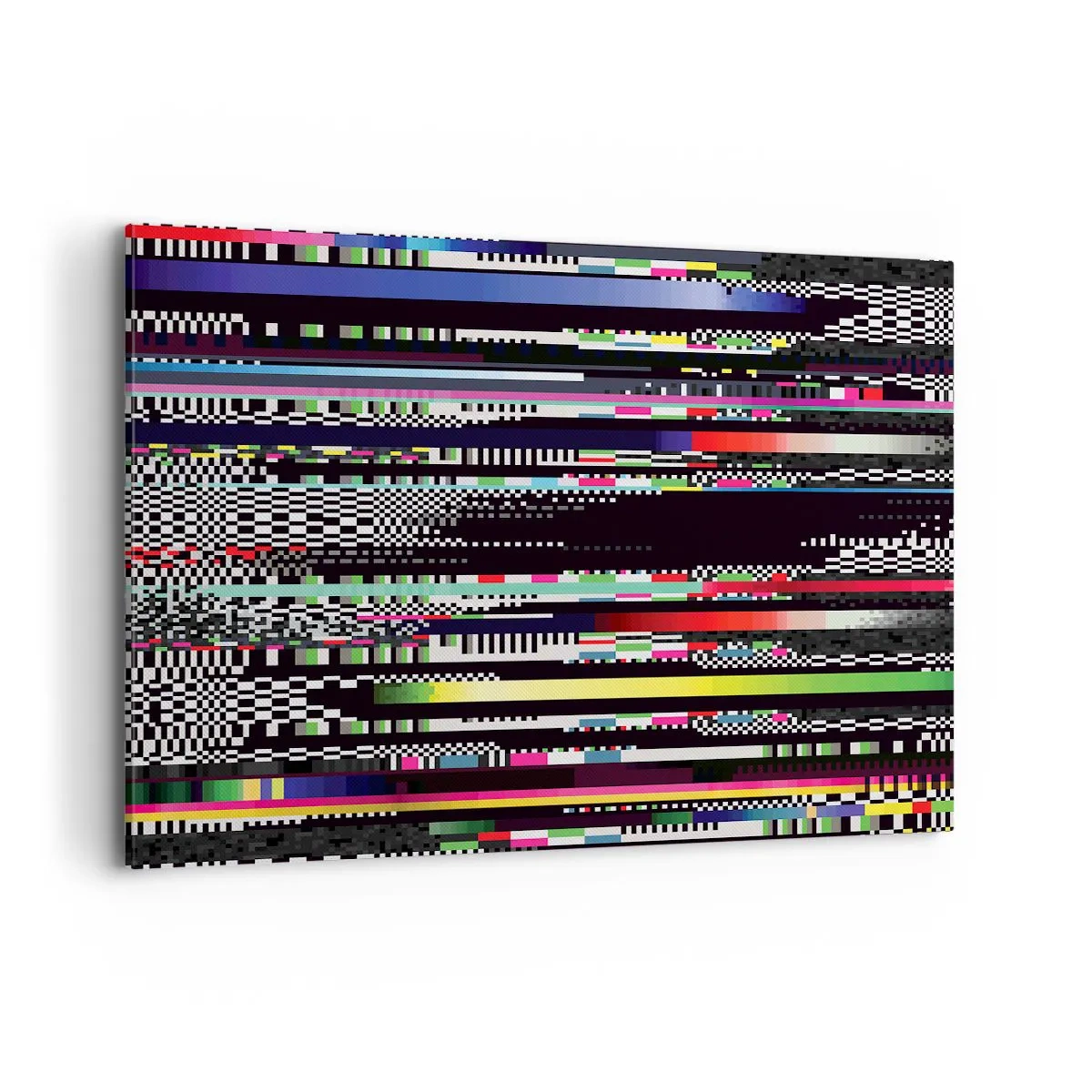 Bild auf Leinwand - Leinwandbild - Bunte Linien und Pixel im abstrakten Stil - 100x70cm - Das Kontrollbild der Realität - Moderne Wanddekoration für Wohnzimmer und Schlafzimmer ARTTOR