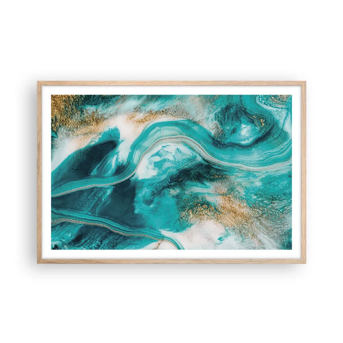 Poster in einem Rahmen aus heller Eiche - Der Fluss aus Gold - 91x61 cm