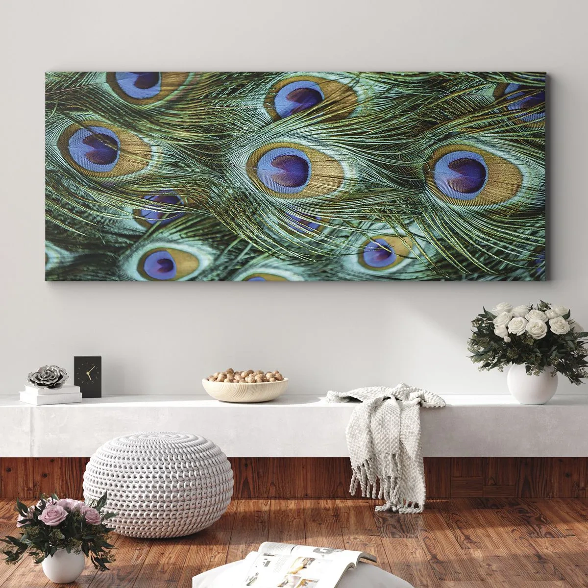 Bild auf Leinwand - Leinwandbild - Ein Blick mit Pfauenaugen - 90x30 cm