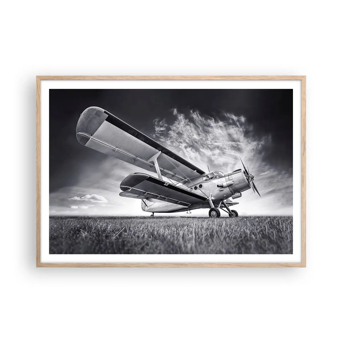 Poster in einem Rahmen aus heller Eiche - Der geflügelte Wanderer - 100x70 cm