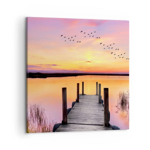 Bild auf Leinwand - Leinwandbild - Violette stille Morgendämmerung - 50x50 cm