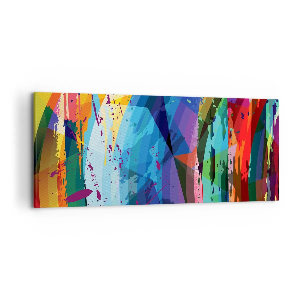 Bild auf Leinwand - Leinwandbild - Bunte Abstraktion in dynamischen Mustern und Formen - 120x50cm - Farbenfroher Schwindel - Moderne Wanddekoration für Wohnzimmer und Schlafzimmer ARTTOR
