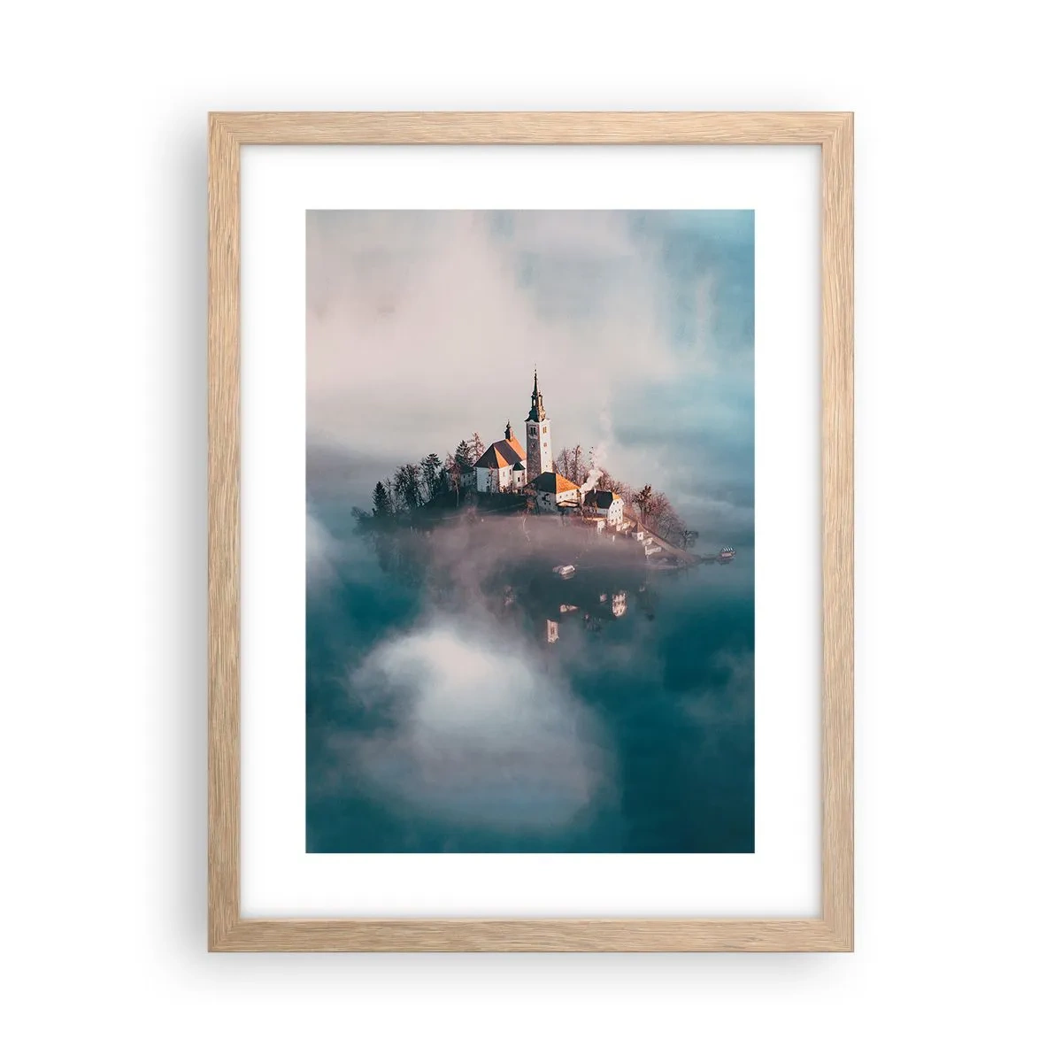 Poster in einem Rahmen aus heller Eiche - Trauminsel - 30x40 cm