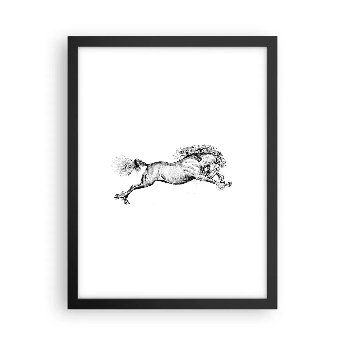 Poster in einem schwarzem Rahmen - Im Galopp festgehalten - 30x40 cm