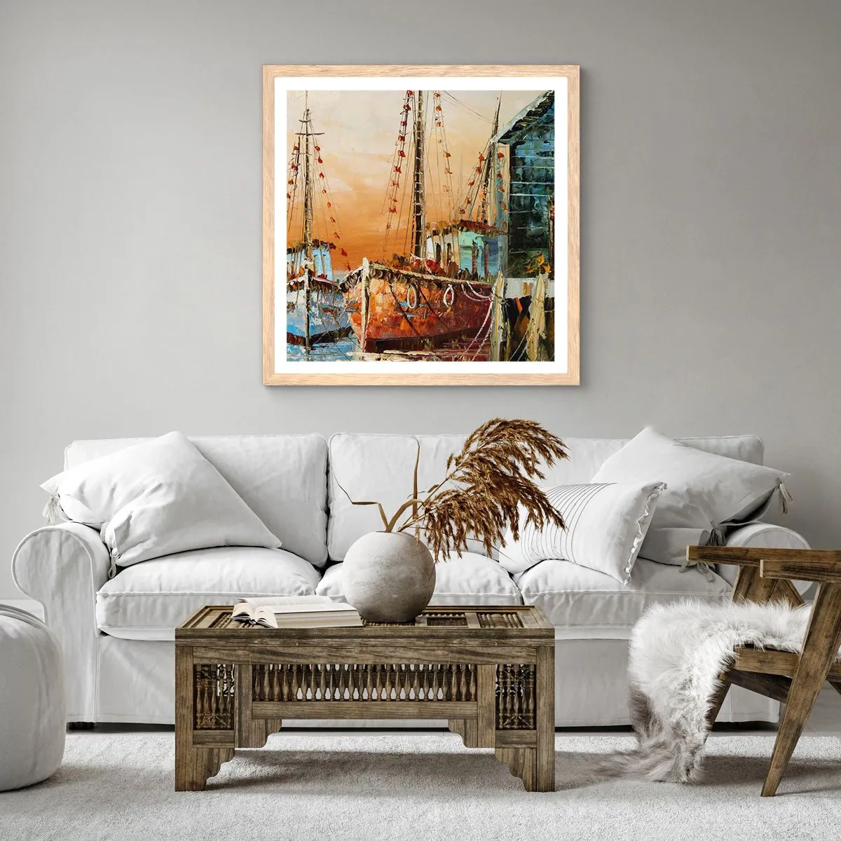 Poster in einem Rahmen aus heller Eiche - Friedliche Rückkehr - 40x40 cm