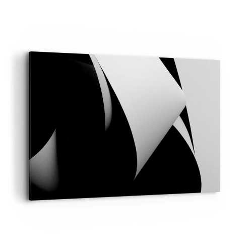Bild auf Leinwand - Leinwandbild - Abstrakte Formen in Schwarz und Weiß mit auffälligen Kontrasten - 120x80cm - Lichtflächen aus der Schattentiefe - Moderne Wanddekoration für Wohnzimmer und Schlafzimmer ARTTOR