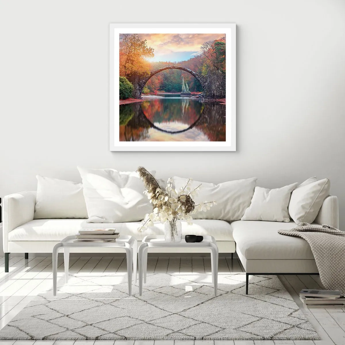 Poster in einem weißen Rahmen - Auf der anderen Seite des Spiegels - 40x40 cm