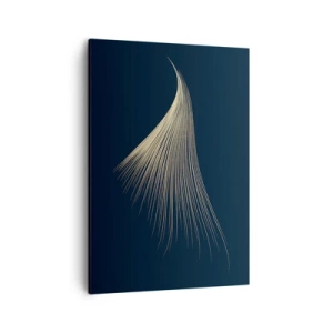 Bild auf Leinwand - Leinwandbild - Eine zarte federähnliche Linie auf marineblauem Hintergrund - 50x70cm - Wie das Haar eines Engels - Moderne Wanddekoration für Wohnzimmer und Schlafzimmer ARTTOR