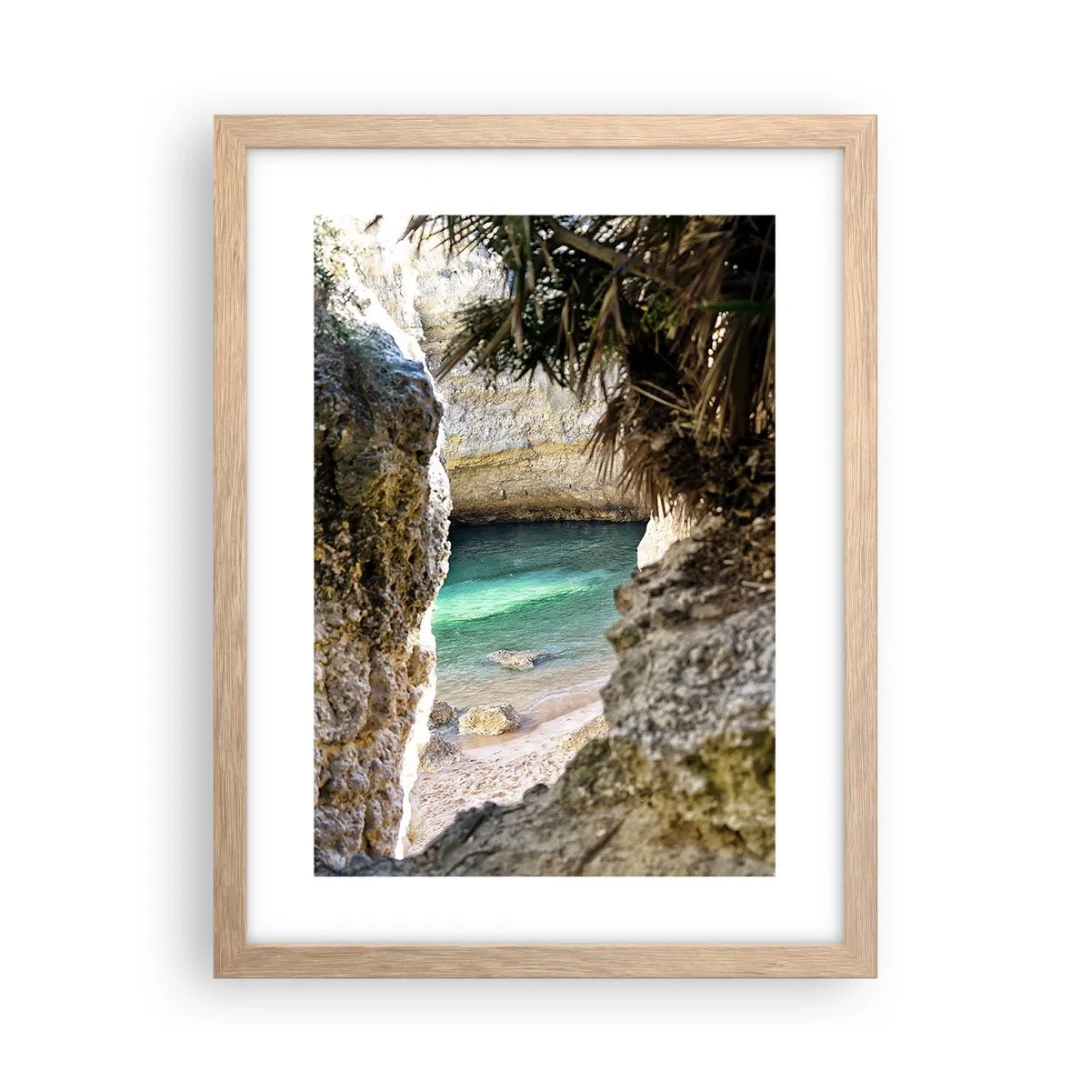 Poster in einem Rahmen aus heller Eiche - Türkisfarbene Bucht - 30x40 cm