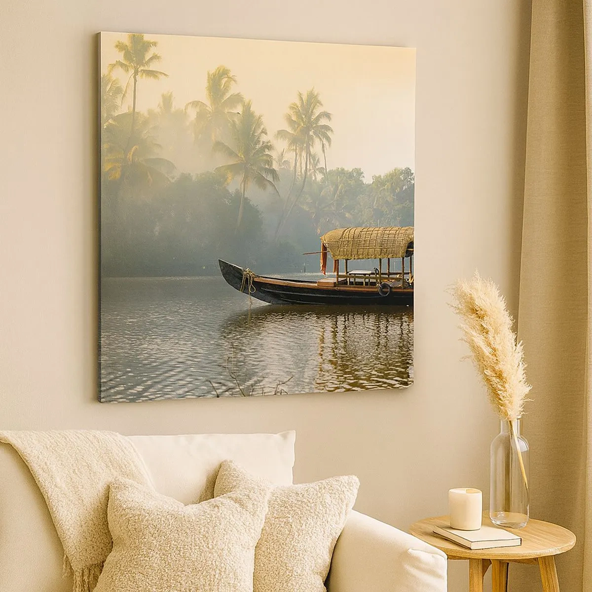 Bild auf Leinwand - Leinwandbild - Haus am Fluss - 30x30 cm