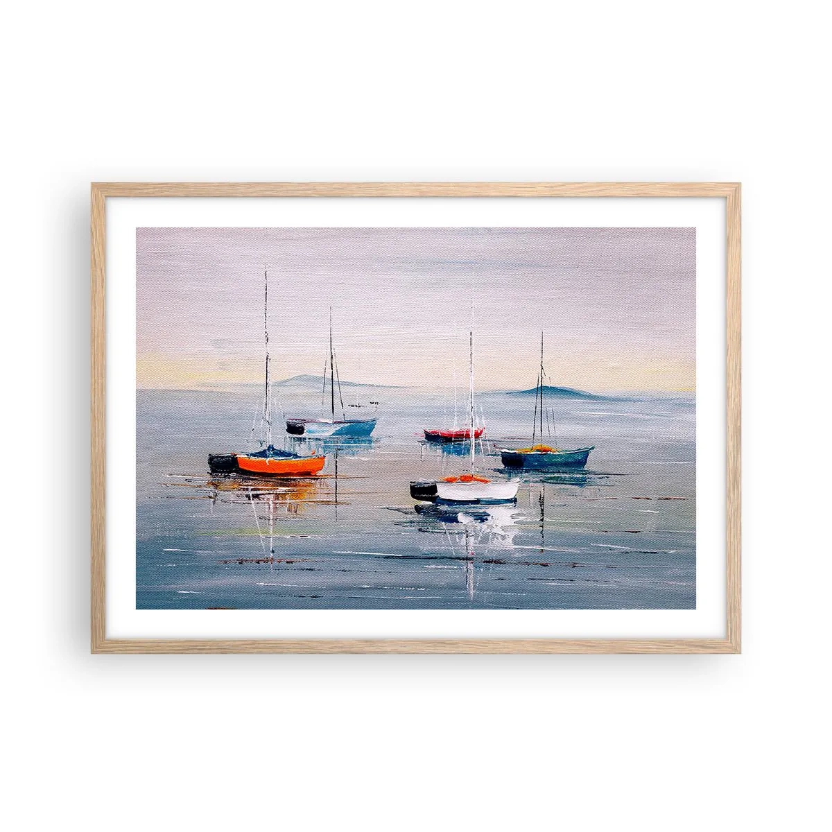Poster in einem Rahmen aus heller Eiche - Wohlverdiente Ruhe - 70x50 cm