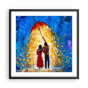 Poster in einem schwarzem Rahmen - Zauber eines Regenabends? - 50x50 cm