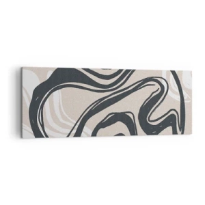 Bild auf Leinwand - Leinwandbild - Abstrakte Linien in dunklen Farbtönen auf beigem Hintergrund - 140x50cm - Vervielfachter Ausdruck - Moderne Wanddekoration für Wohnzimmer und Schlafzimmer ARTTOR