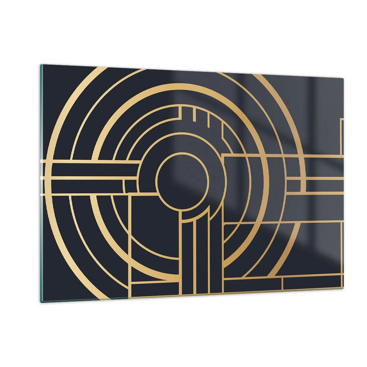 Glasbild - Bild auf glas - Gold und Schwarz geometrische Abstraktion im Art-Deco-Stil - 120x80cm - Wendungen der Dinge - Moderne Wanddekoration für Wohnzimmer und Schlafzimmer ARTTOR