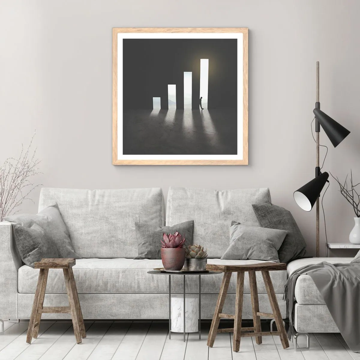 Poster in einem Rahmen aus heller Eiche - Erfolg – ​​Impression - 40x40 cm