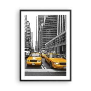 Poster in einem schwarzem Rahmen - Gelbe Taxis auf den Straßen von New York - 50x70cm - Wir färben die Stadt - Moderne Wanddekoration für Wohnzimmer und Schlafzimmer ARTTOR