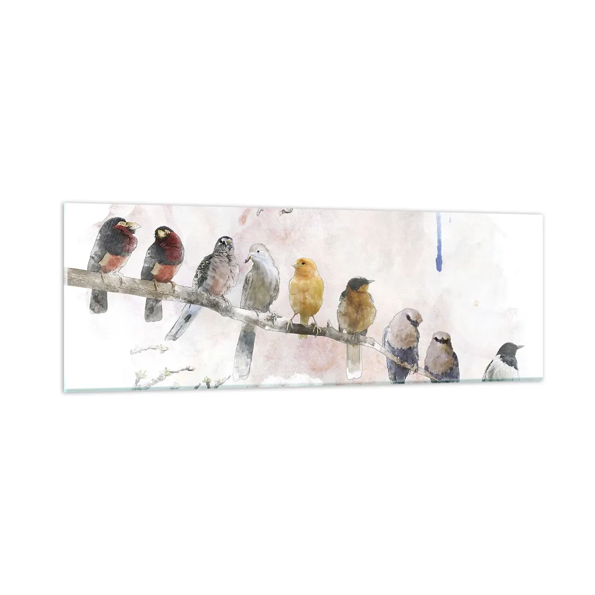 Glasbild - Bild auf glas - Geflügeltes Treffen - 90x30 cm