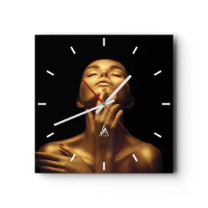 Wanduhr - Glasuhr - Wie goldene Seide - 40x40 cm