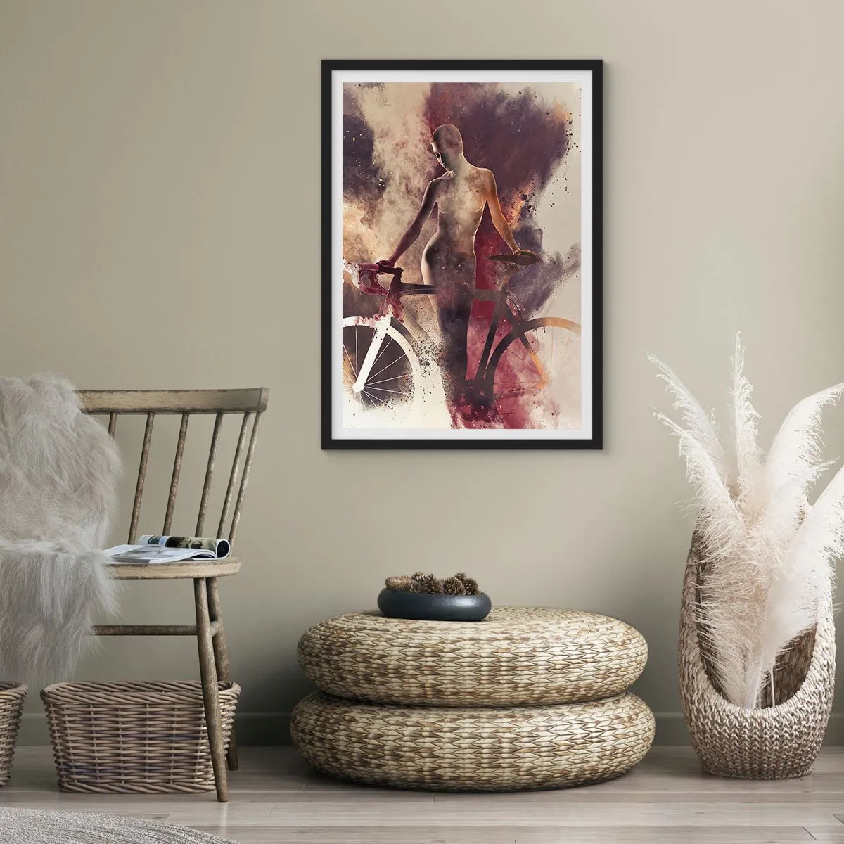 Poster in einem schwarzem Rahmen - Eine Fahrradseele in Marmorformen - 70x100 cm