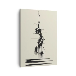 Bild auf Leinwand - Leinwandbild - Minimalistische Abstraktion mit schwarzen Linien auf hellem Hintergrund - 50x70cm - Hastige Abstraktion - Moderne Wanddekoration für Wohnzimmer und Schlafzimmer ARTTOR