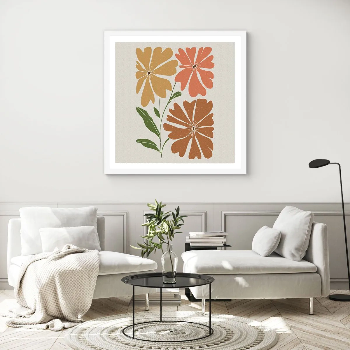Poster in einem weißen Rahmen - Natur und Geometrie - 30x30 cm