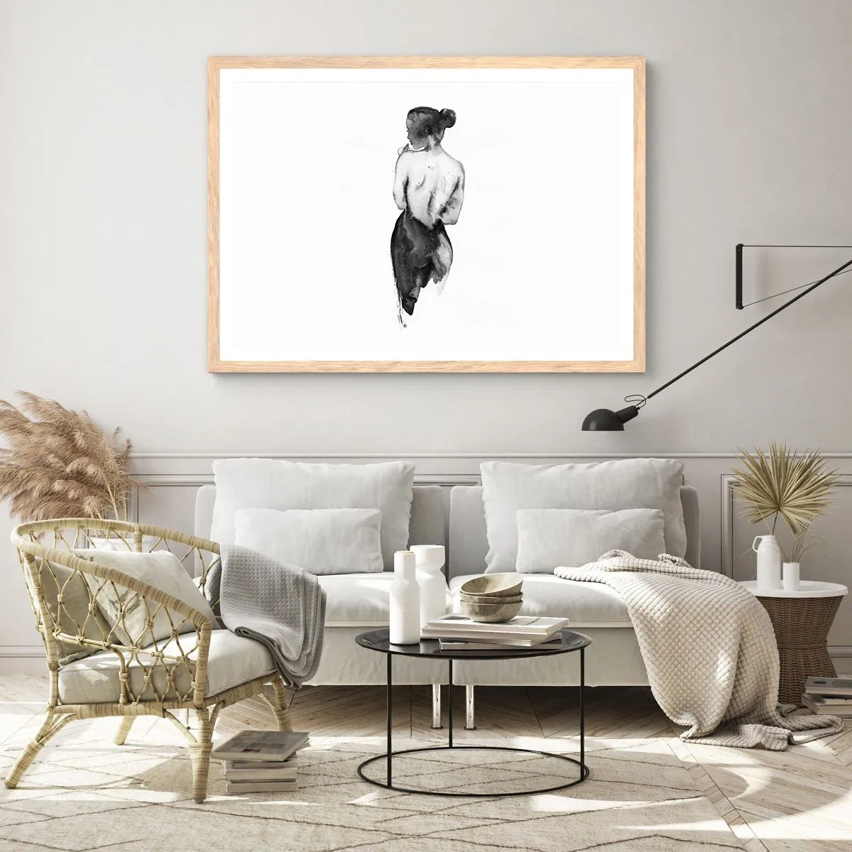 Poster in einem Rahmen aus heller Eiche - Bei ihr verschwindet die Welt - 50x40 cm