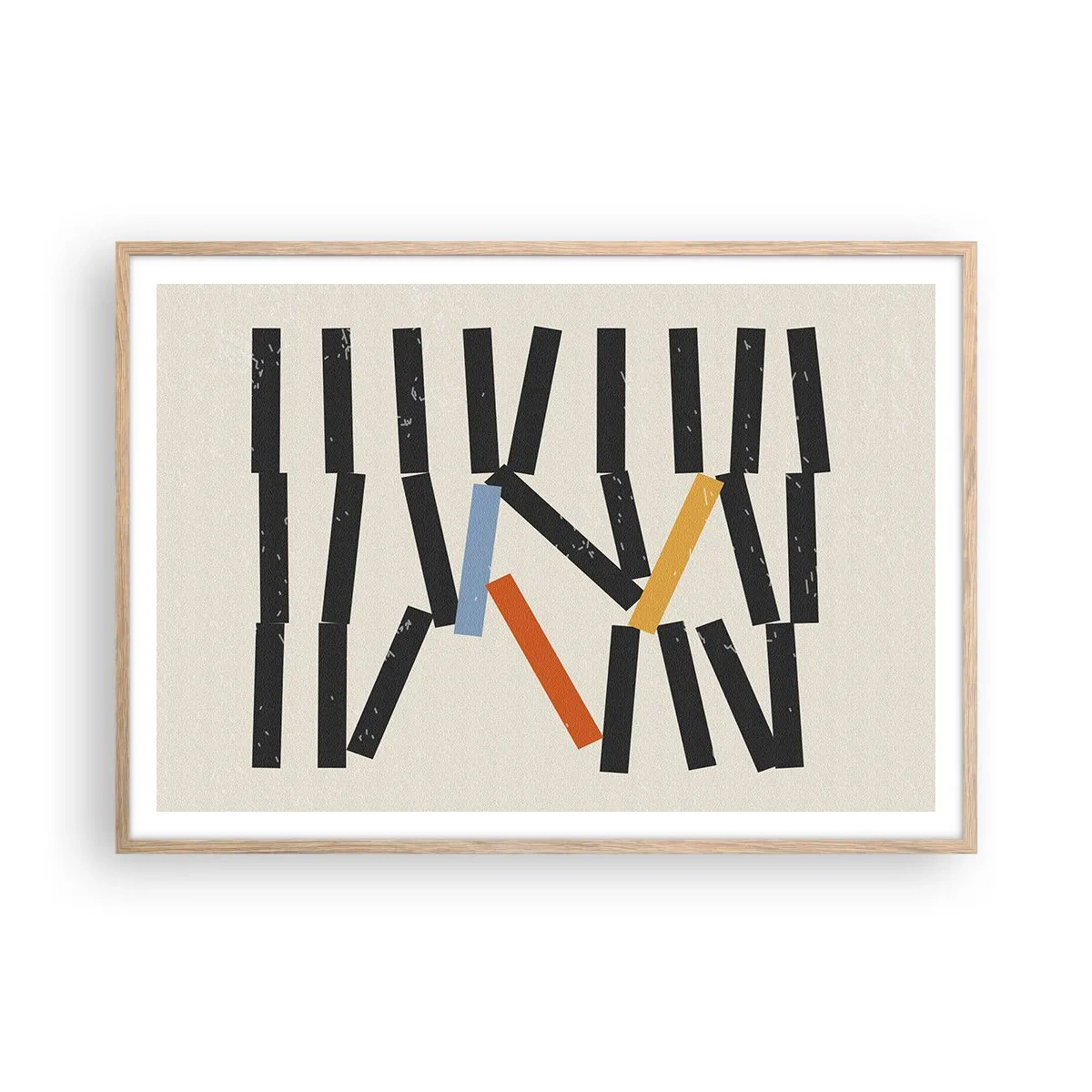 Poster in einem Rahmen aus heller Eiche - Domino – Komposition - 100x70 cm