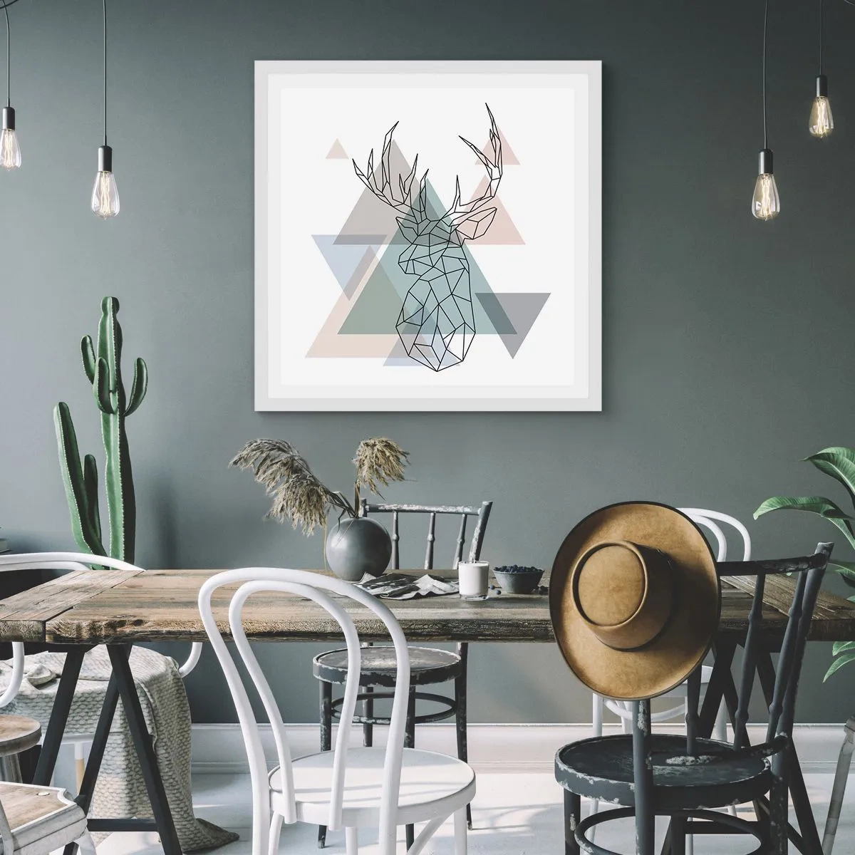 Poster in einem weißen Rahmen - In einem geometrischen Wald - 50x50 cm