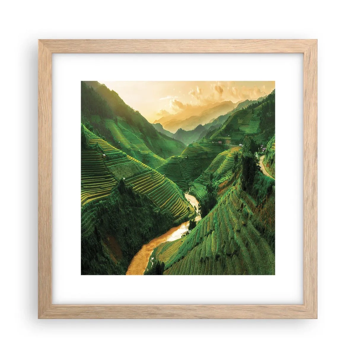 Poster in einem Rahmen aus heller Eiche - Vietnamesisches Tal - 30x30 cm