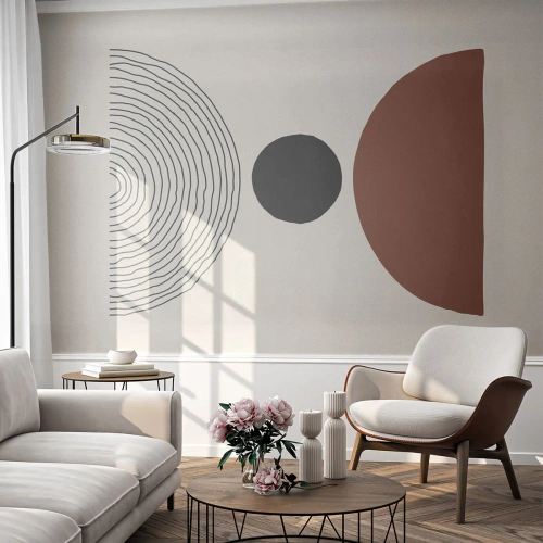 Fototapete Premium Sand - Das Zentrum der Aufmerksamkeit - Abstraktion, Stück, Halbkreise - 200x140 cm