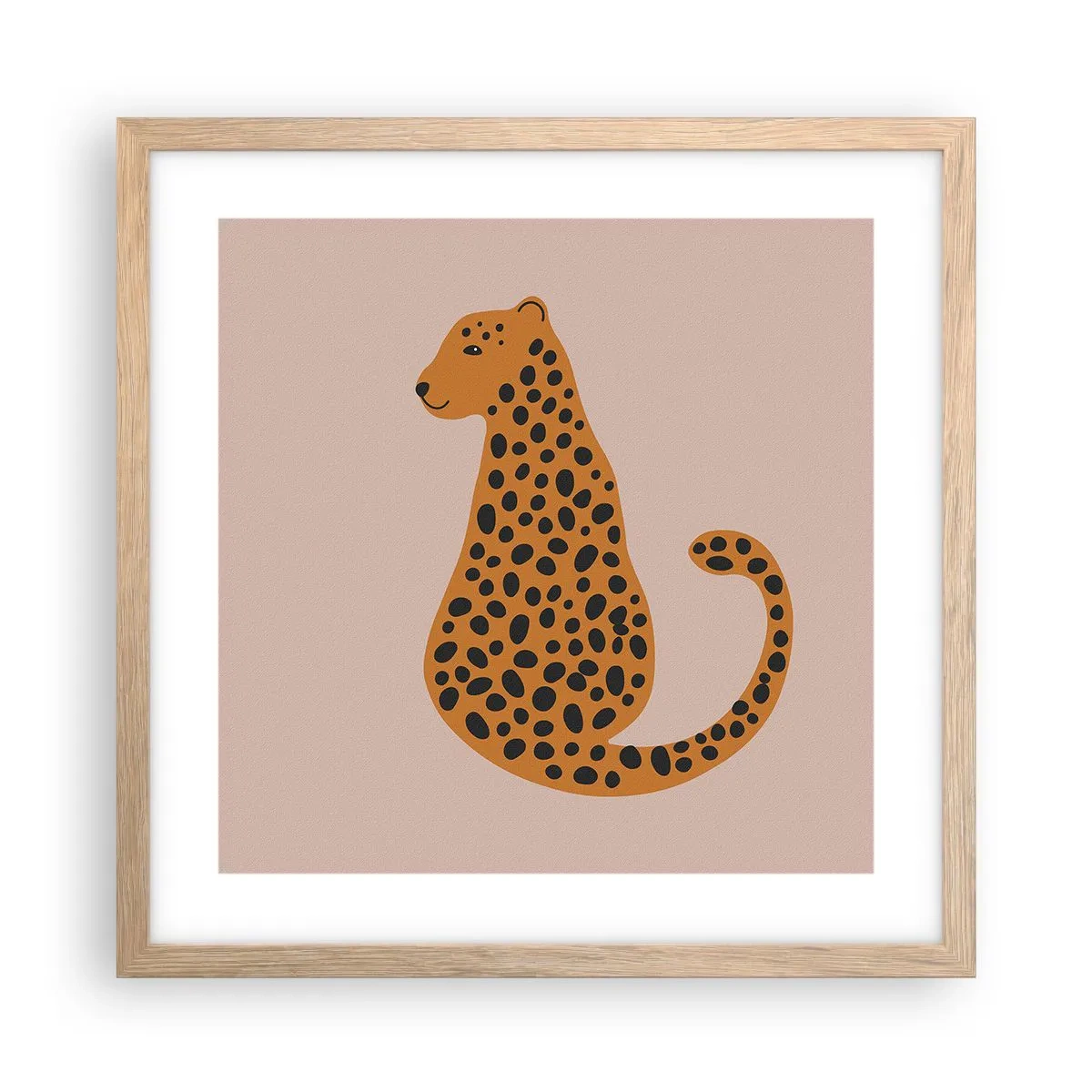 Poster in einem Rahmen aus heller Eiche - Leopardenmuster ist ein modisches Muster - 40x40 cm