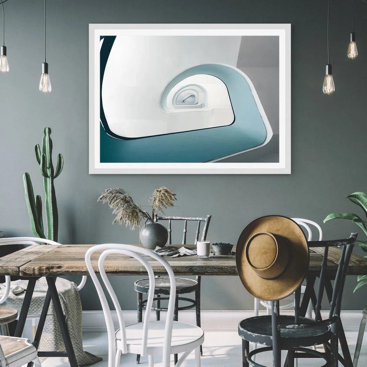 Poster in einem weißen Rahmen - Bis zum Ende des Blaus - 70x50 cm