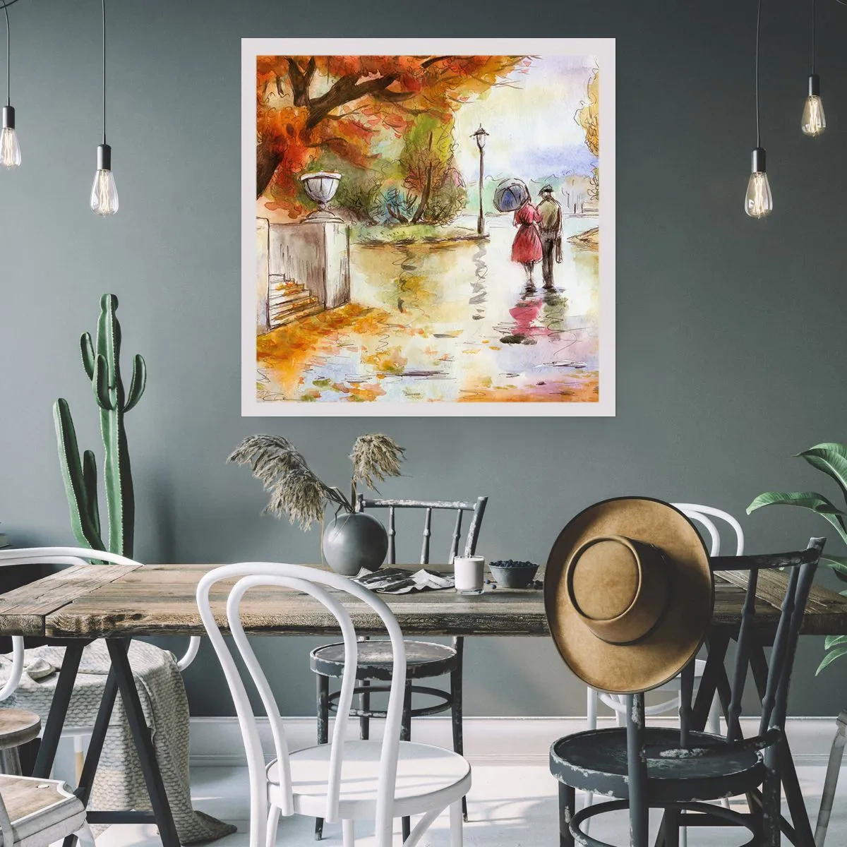 Poster - Romantischer Herbst im Park - 40x40 cm