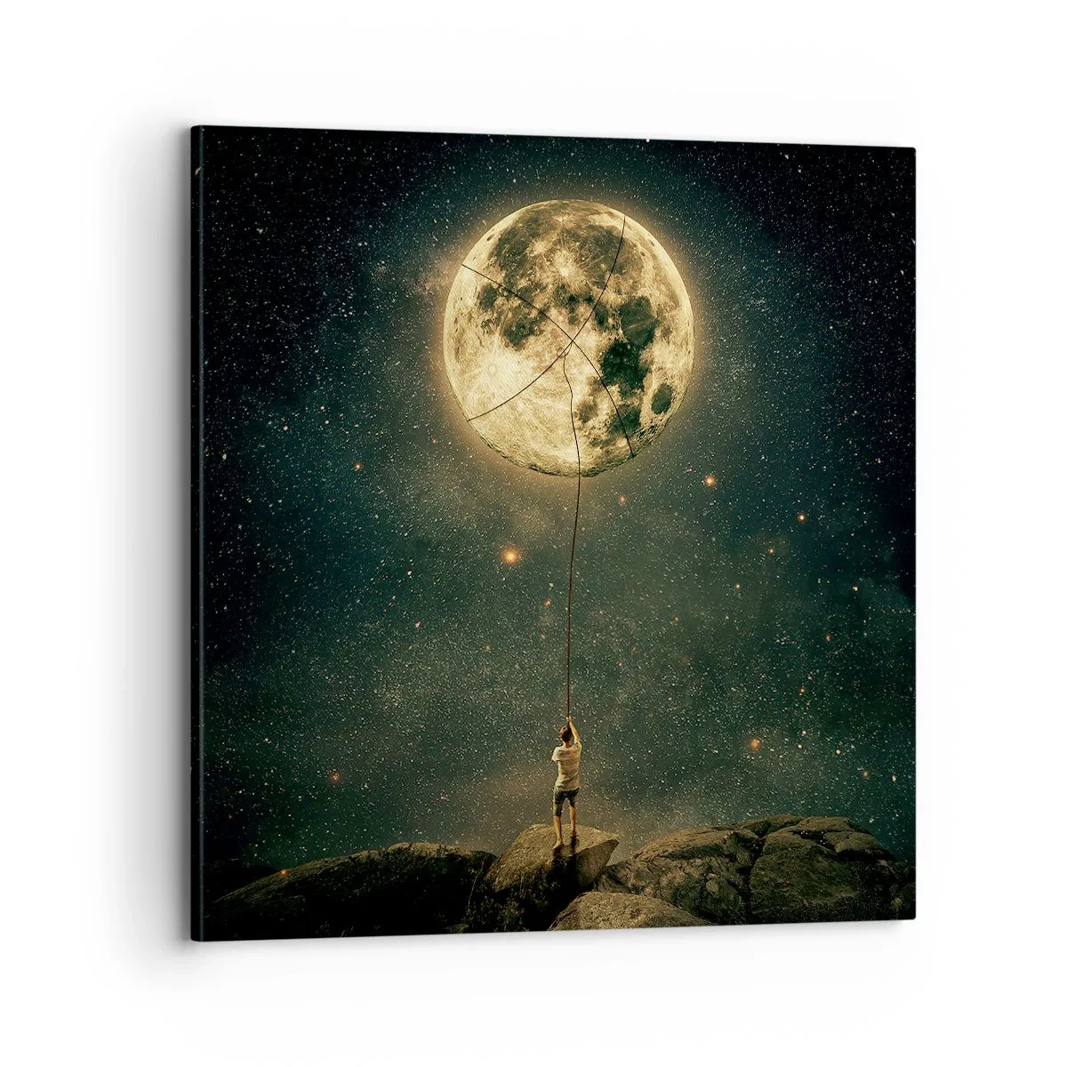 Bild auf Leinwand - Leinwandbild - Der Mann, der den Mond gestohlen hat - 70x70 cm