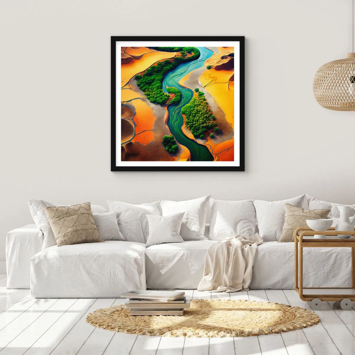 Poster in einem schwarzem Rahmen - Lebensspendender Fluss - 50x50 cm
