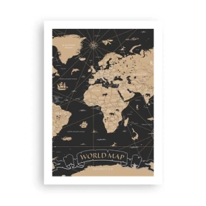 Poster - Stilisierte Weltkarte in Vintage-Farben - 50x70cm - Die Grenzen meiner Welt - Moderne Wanddekoration für Wohnzimmer und Schlafzimmer ARTTOR