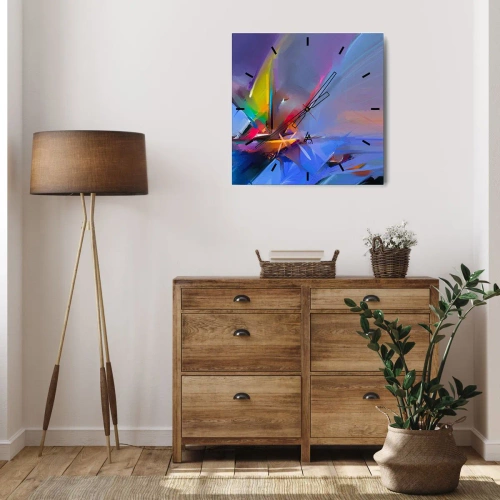 Wanduhr - Glasuhr - Propeller wie ein Vogel - 40x40 cm