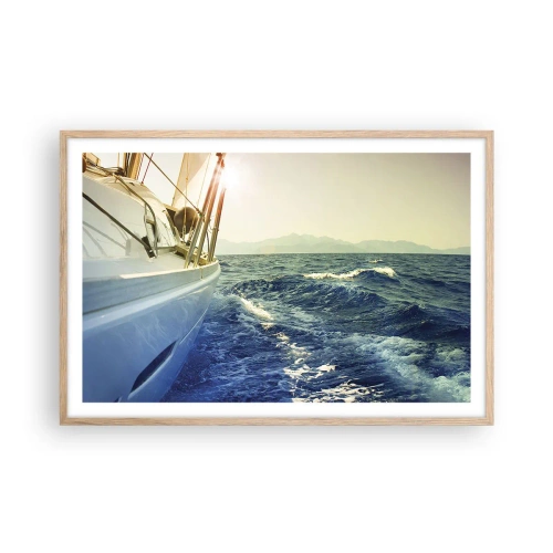 Poster in einem Rahmen aus heller Eiche - Auf ins Abenteuer - 91x61 cm