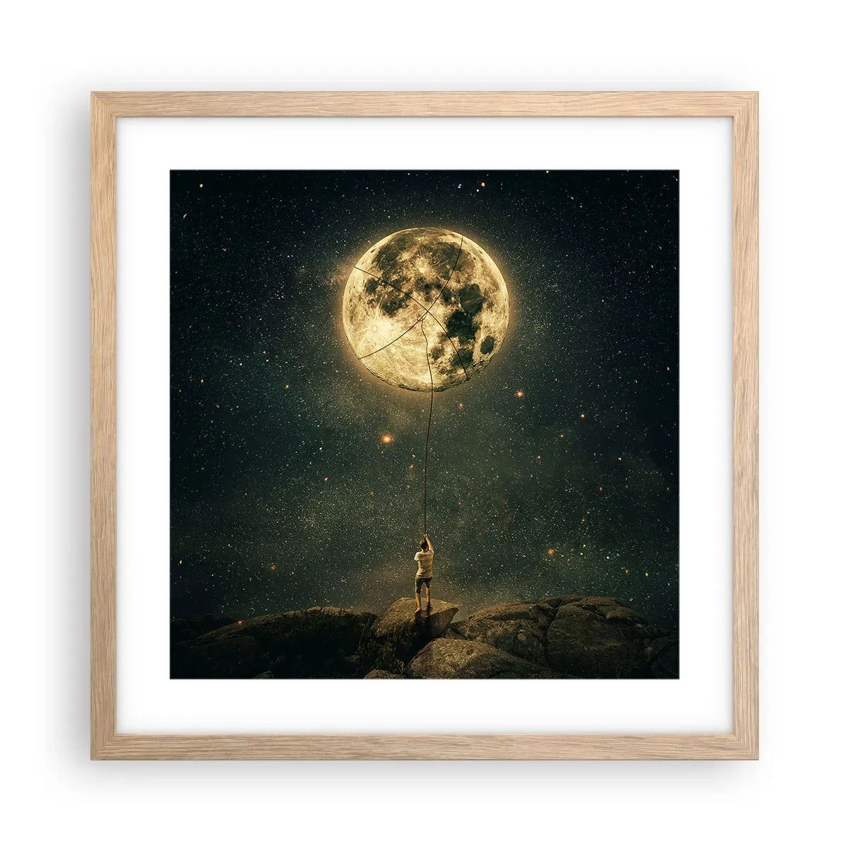 Poster in einem Rahmen aus heller Eiche - Der Mann, der den Mond gestohlen hat - 40x40 cm