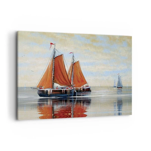 Bild auf Leinwand - Leinwandbild - Zweimast-Segelboote in ruhigem Wasser - 120x80cm - Hey, Segel, Matrose ... - Moderne Wanddekoration für Wohnzimmer und Schlafzimmer ARTTOR