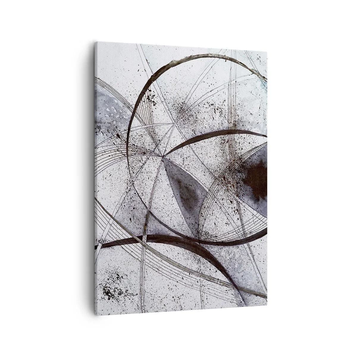Bild auf Leinwand - Leinwandbild - Abstrakte Linien und Formen in Grau- und Schwarztönen - 50x70cm - Futuristische Fantasie - Moderne Wanddekoration für Wohnzimmer und Schlafzimmer ARTTOR