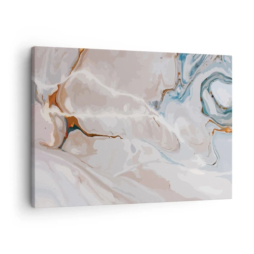 Bild auf Leinwand - Leinwandbild - Abstraktes Muster in Weiß- und Blautönen - 70x50cm - Blau schlängelt sich unter dem Weiß - Moderne Wanddekoration für Wohnzimmer und Schlafzimmer ARTTOR