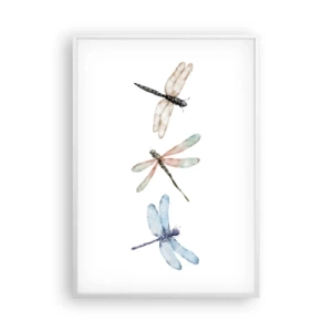 Poster in einem weißen Rahmen - Schwerelose Libellen - 70x100 cm