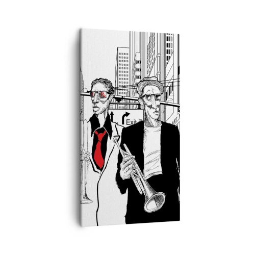 Bild auf Leinwand - Leinwandbild - Urbane Rhapsodie in Schwarz und Rot - 45x80 cm
