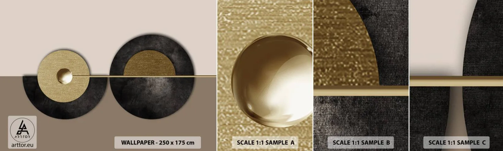 Fototapetenmuster Standard Eco - Variationen rund um den Kreis - Räder, Abstraktion, Art Deco - 100x30 cm