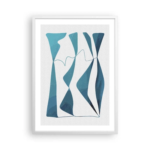 Poster in einem weißen Rahmen - Abstraktion: türkisfarbene Verbindung - 50x70 cm