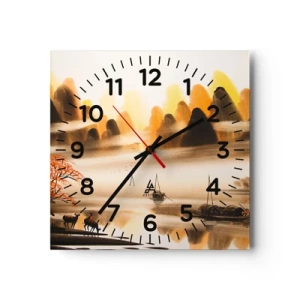 Wanduhr - Glasuhr - Weiter als im Fernosten - 40x40 cm