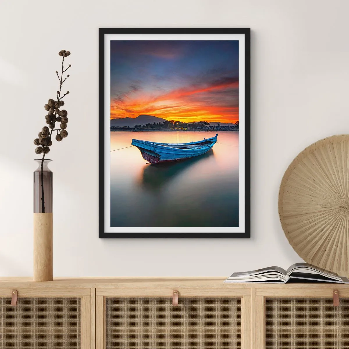 Poster in einem schwarzem Rahmen - Eine gute Nacht kommt - 70x100 cm